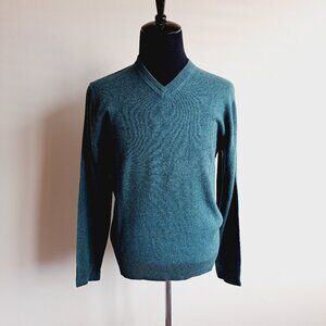 New Raffi Men's Pure Cashmere V-Neck Green Sweater Size M